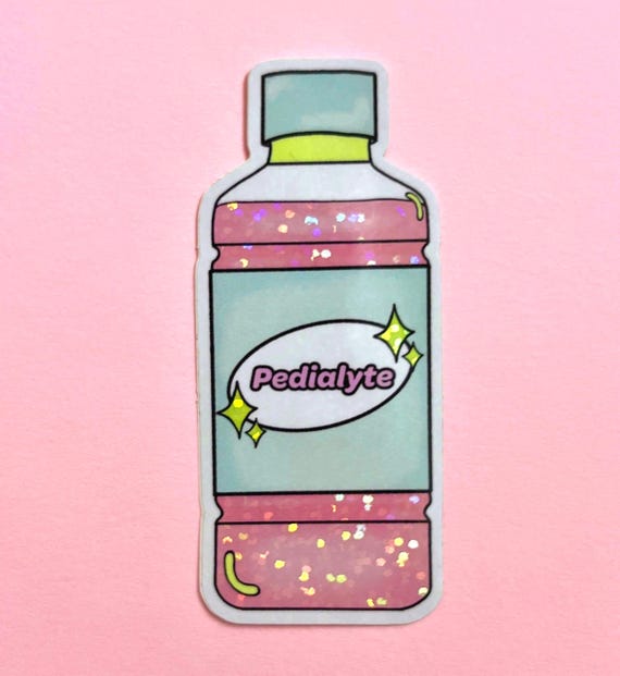 Pedialyte Glitter Pink Pastel Sticker - Dysautonomia Chronic Illness POTS Syndrome