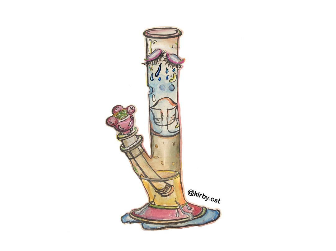 Me as a Bong, Pastel Weed Watercolor Crying Bong Art Print Etsy
