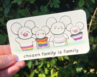 Pokemon Chosen Family Maushold Mini Bumper Sticker, LGBTQIA+ and Disability