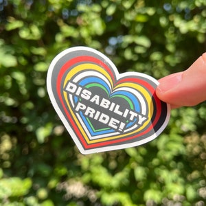 Disability Pride Flag Retro Heart Vinyl Sticker!