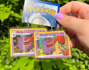 Customizable Pokemon Sparkly Card Earrings - Sliding Scale Upcycled Sparkly Glitter Earrings