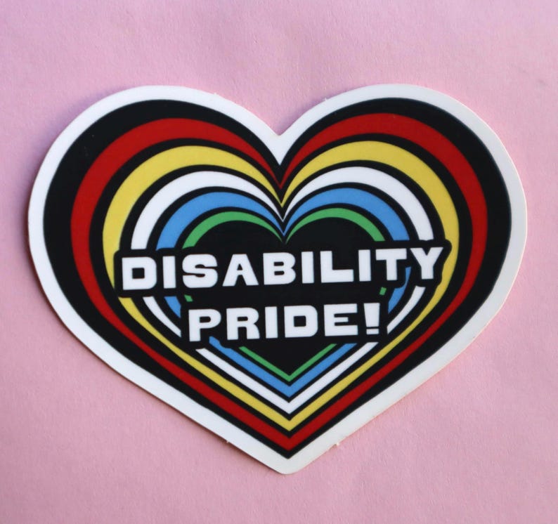 Disability Pride Flag Retro Heart Vinyl Sticker! - Etsy