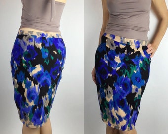 Argentine Tango Abstract Blue Pencil Skirt