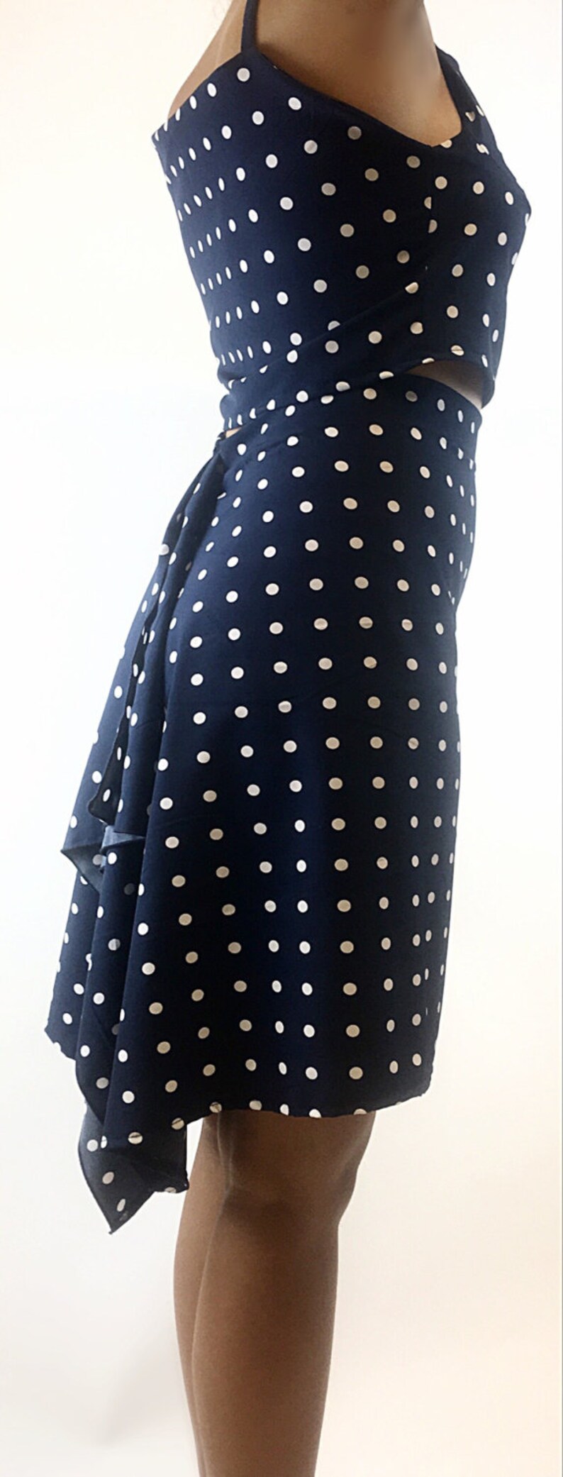 skirt cascade back skirt Argentine tango skirt polka dots