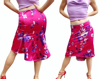 Tango skirt fuchsia floral pleated