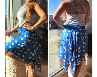 Argentine tango skirt, blue and white, chiffon skirt, dancewear