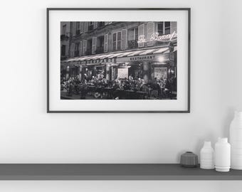 Muurkunst café Parijs | Le Bonaparte Bistro Fotografie | Franse reisafdruk | Straatbeeld Parijs | Digitale download