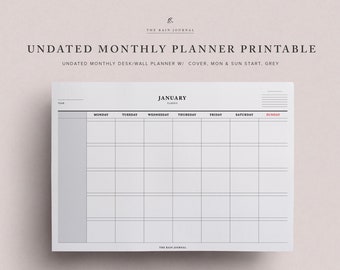 monthly planner undated portrait wall planner desk etsy