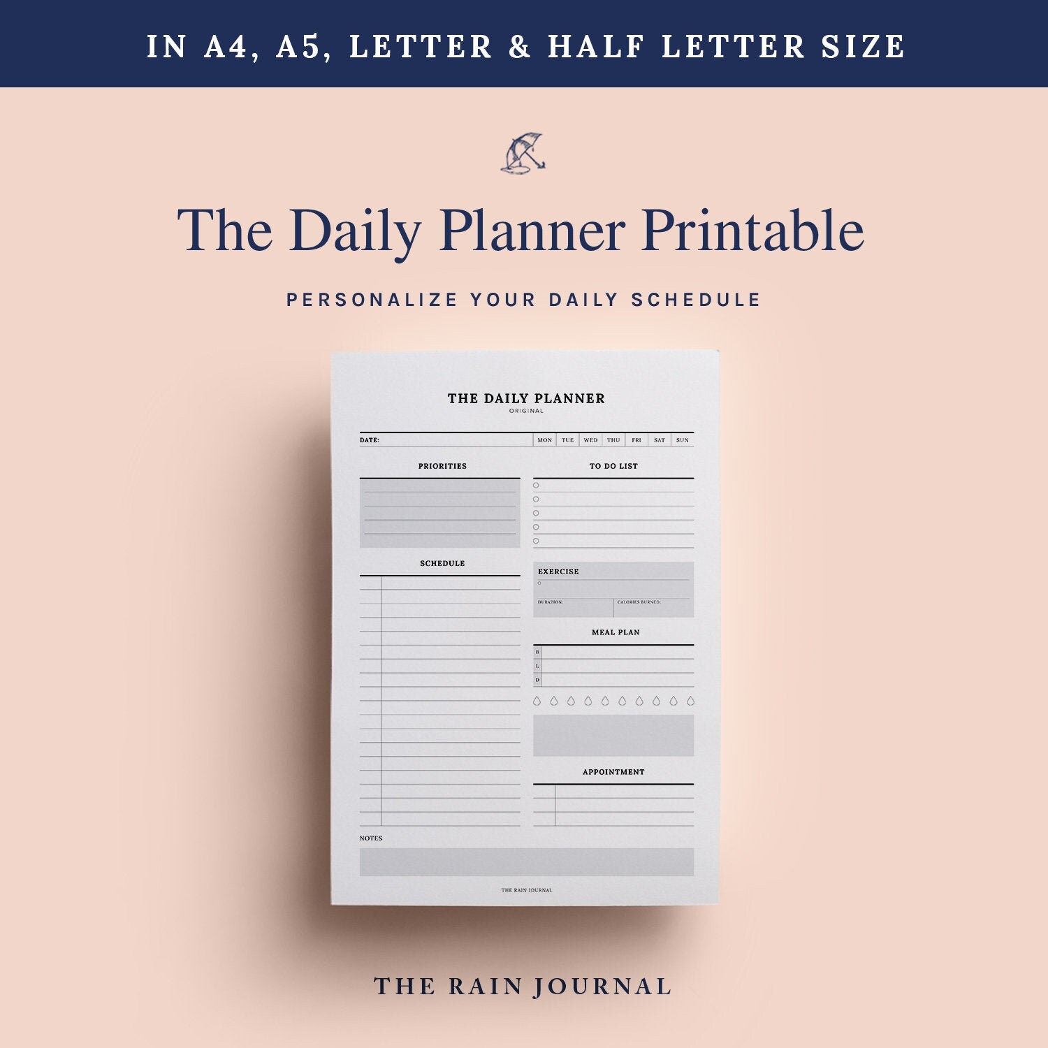 Daily Planner Printable To Do List Diary Journal Instant Etsy daily-planner-printable-to-do-list-diary-journal-instant-etsy