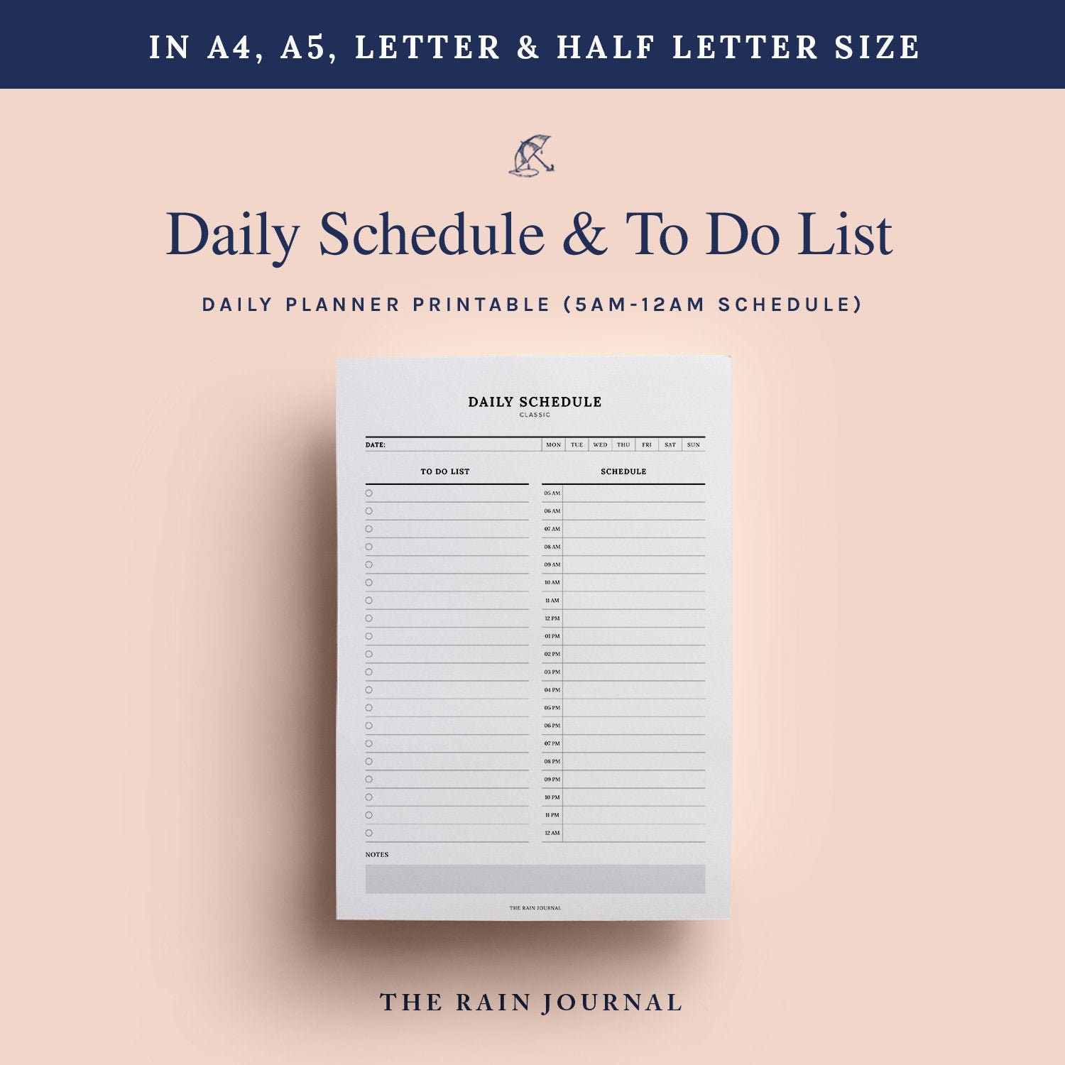 Hourly Planner Printable & to Do List Daily Planner Etsy UK