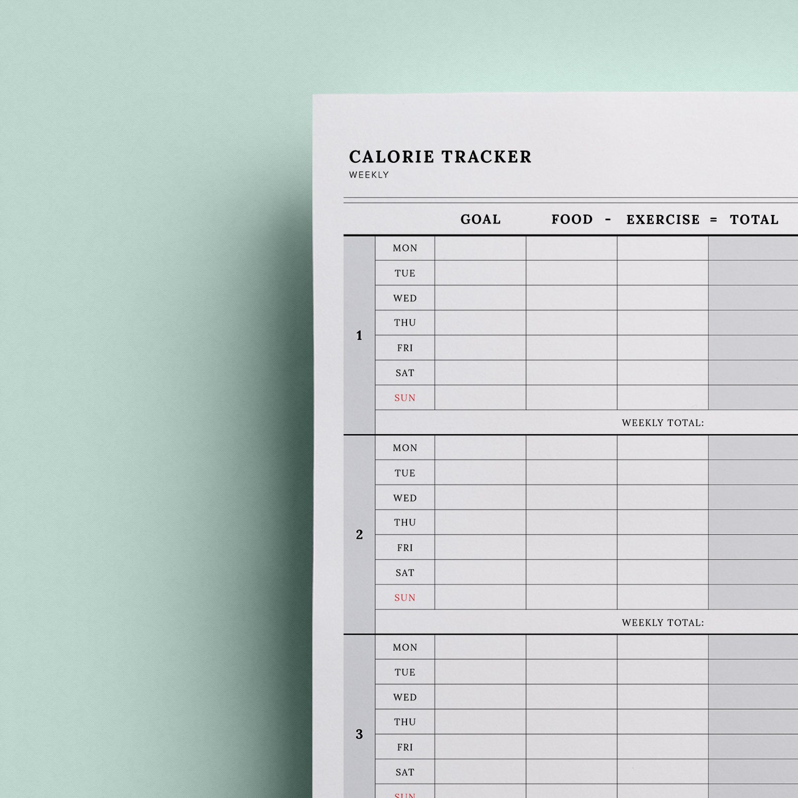 printable calorie tracker printable calorie tracker