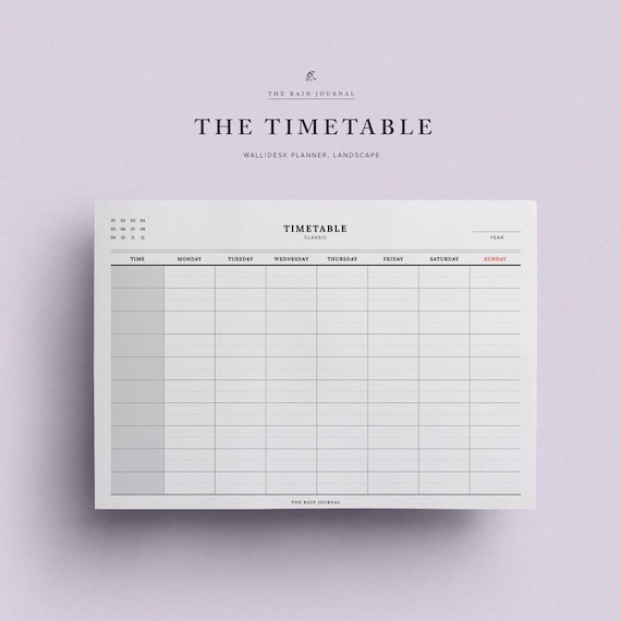 school timetable work timetable student planner printable etsy