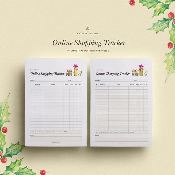 online shopping tracker shopping list christmas planner etsy online christmas shopping list