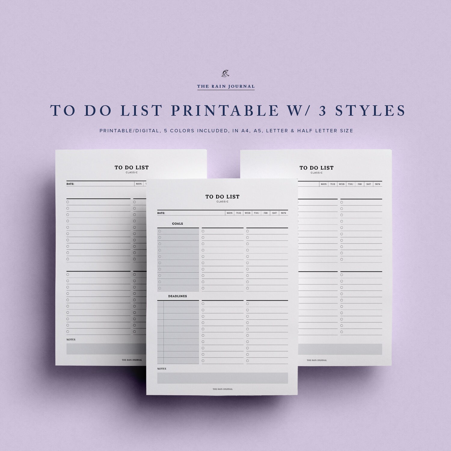 daily to do list planner printable 3 pages personal to do etsy