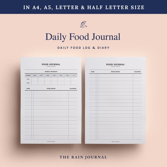 Daily Food Journal Food Tracker Fitness Journal Meal | Etsy