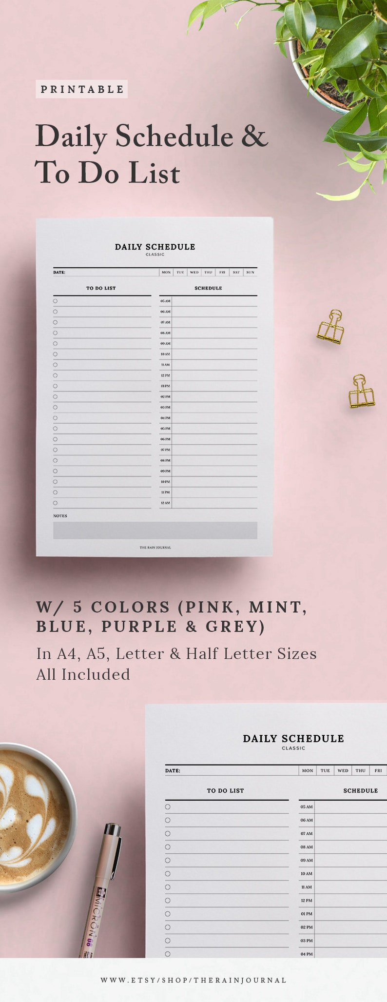 Hourly Planner Printable & to Do List Daily Planner Etsy UK