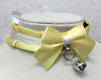 Pastel Yellow Collar, Kittenplay Collar, BDSM Collar, Petplay Collar, Submissive Collar, Lolita Lace Collar, Pastel Kawaii