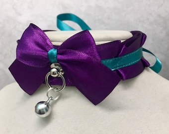 Teal and Purple Mermaid Collar, Petplay Collar, DDLG Collar, Submissive Collar, Cosplay Choker, Lolita Choker, Purple Collar