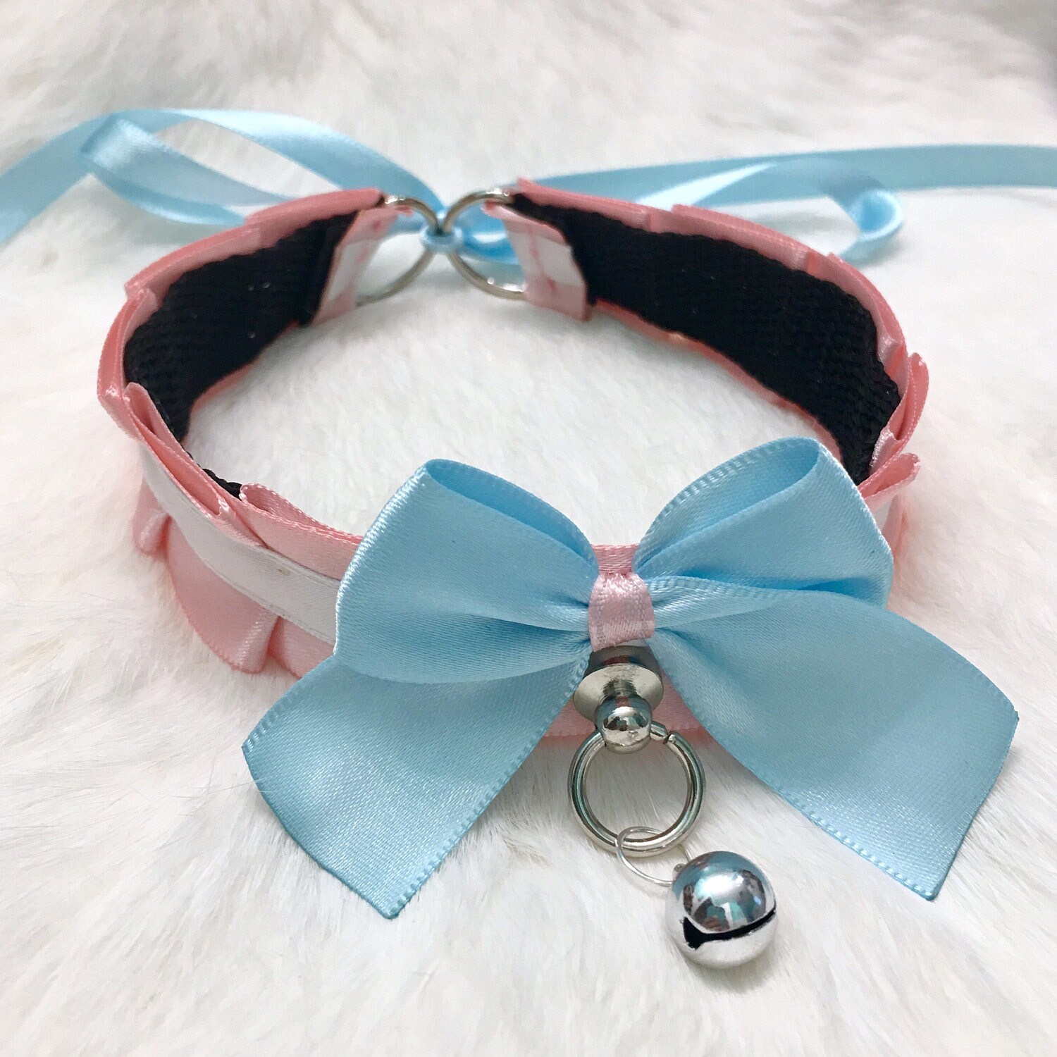 Transgender Pride Flag Collar, Petplay BDSM Collar, Kittenplay Collar