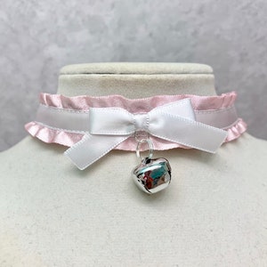 Pink Kittenplay Collar, DDLG Choker, Pink and White Cosplay Collar, Lolita Choker, Kawaii Pastel Choker, Submissive Collar, Kink