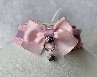 Lavender and Pink Collar, Kittenplay Collar, Petplay BDSM Collar, DDLG Collar, Submissive Collar, Pastel Choker, Lolita, Cosplay Choker