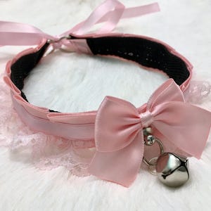 Pastel Pink Kittenplay Collar, BDSM Collar, DDLG Petplay Collar, Submissive Collar, Cosplay Choker, Pastel Pink Lolita Choker image 3