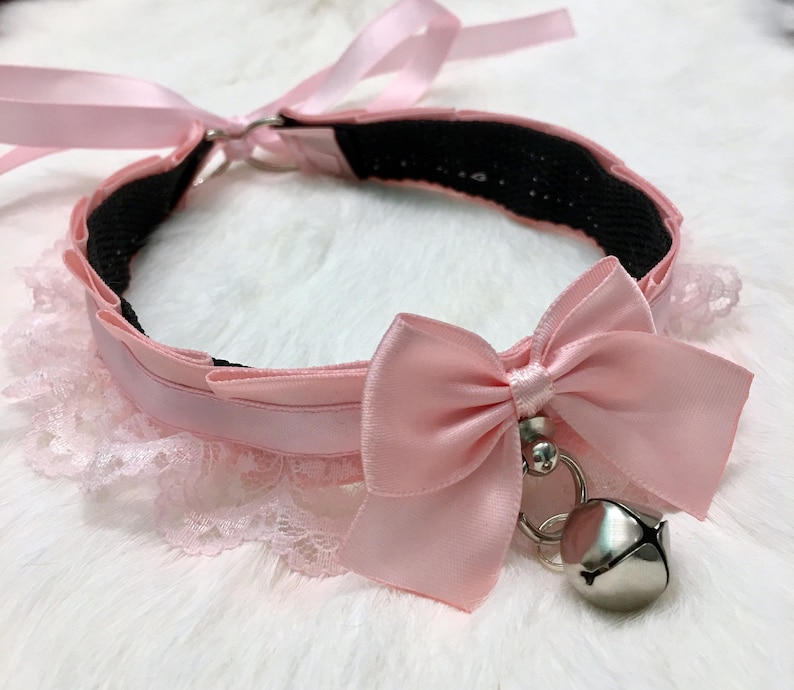 Pastel Pink Kittenplay Collar, BDSM Collar, DDLG Petplay Collar, Submissive Collar, Cosplay Choker, Pastel Pink Lolita Choker image 3