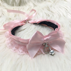 Pastel Pink Kittenplay Collar, BDSM Collar, DDLG Petplay Collar, Submissive Collar, Cosplay Choker, Pastel Pink Lolita Choker image 7