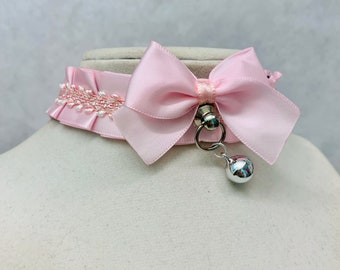 Sparkly Pastel Pink Collar, Kittenplay Petplay BDSM Collar, DDLG Collar, Submissive Collar, Cosplay Choker, Lolita Choker, Pastel Choker