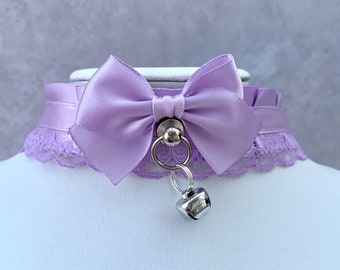 Solid Lavender Lace Collar, Purple Petplay BDSM Collar, Lavender Submissive Collar, Lace Collar, Kink Collar, Lolita Pastel Purple Choker