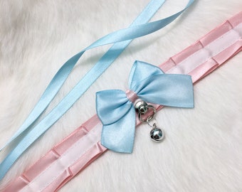 Transgender Pride Flag Collar, Petplay BDSM Collar, Kittenplay Collar, Submissive Collar, Pastel Choker, DDLG Collar, Cosplay Choker