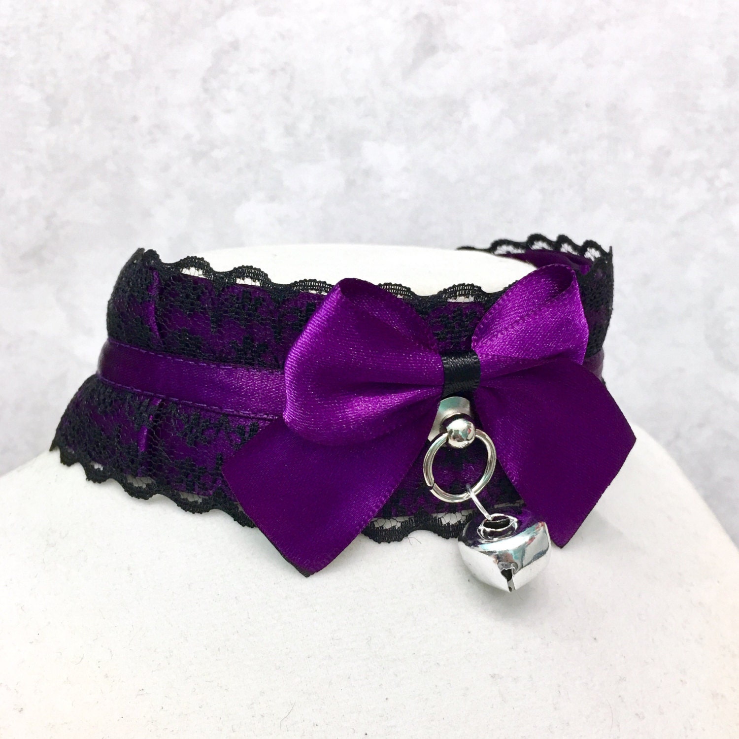 Wide Purple and Black Lace Collar BDSM Submissive Collar Etsy