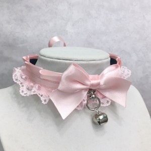 Pastel Pink Kittenplay Collar, BDSM Collar, DDLG Petplay Collar, Submissive Collar, Cosplay Choker, Pastel Pink Lolita Choker image 4