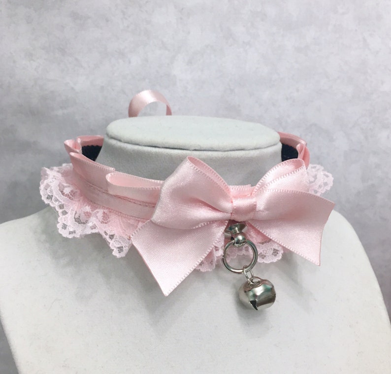 Pastel Pink Kittenplay Collar, BDSM Collar, DDLG Petplay Collar, Submissive Collar, Cosplay Choker, Pastel Pink Lolita Choker image 4