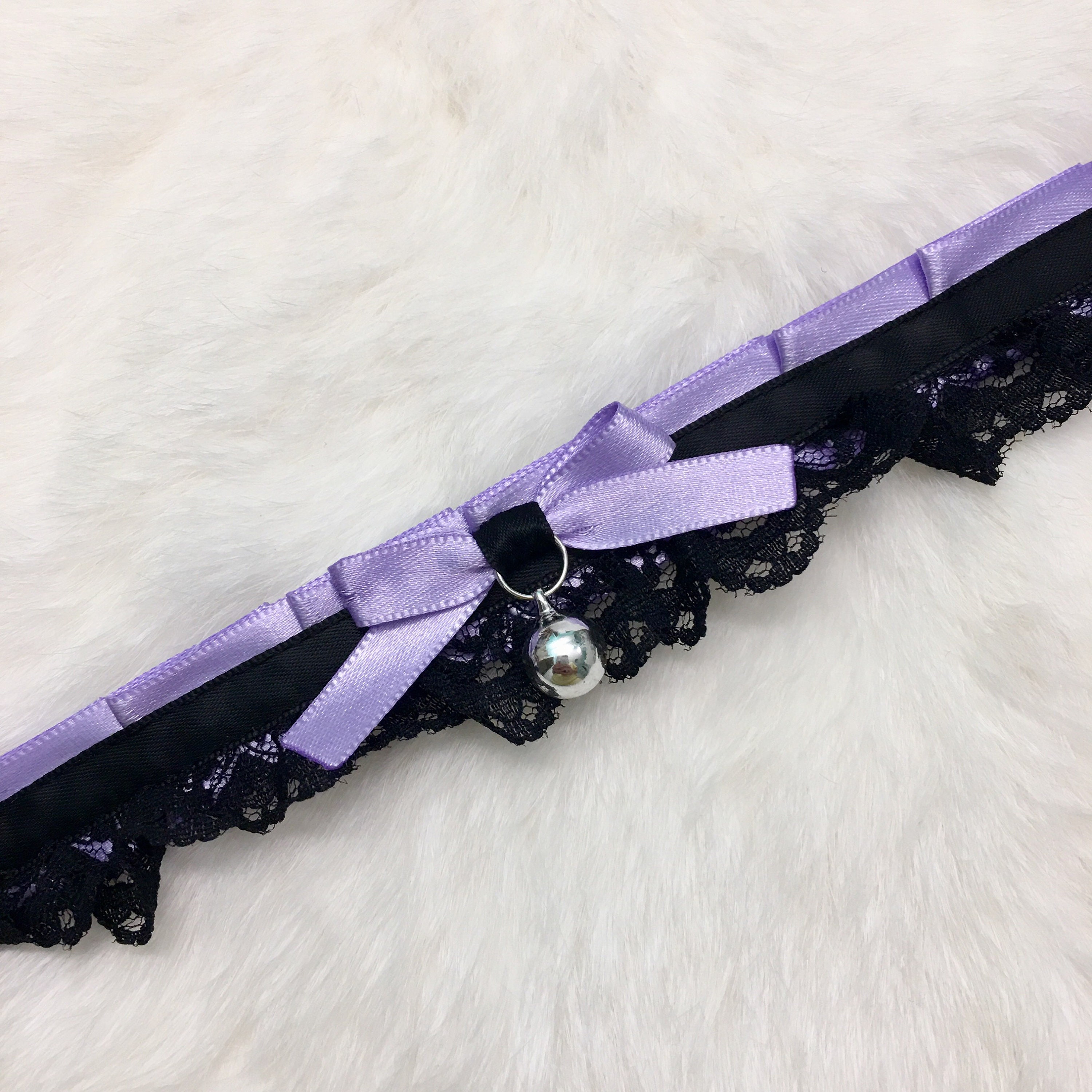 Lavender and Black Lace Collar Cute Kittenplay Petplay BDSM Etsy España