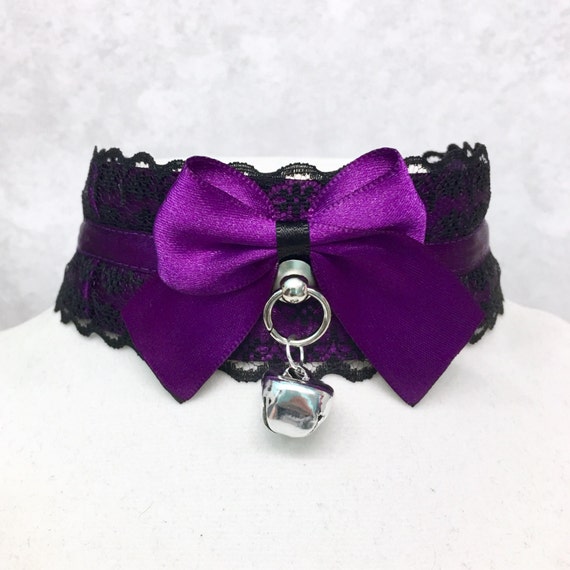 Wide Purple and Black Lace Collar BDSM Submissive Collar - Etsy UK