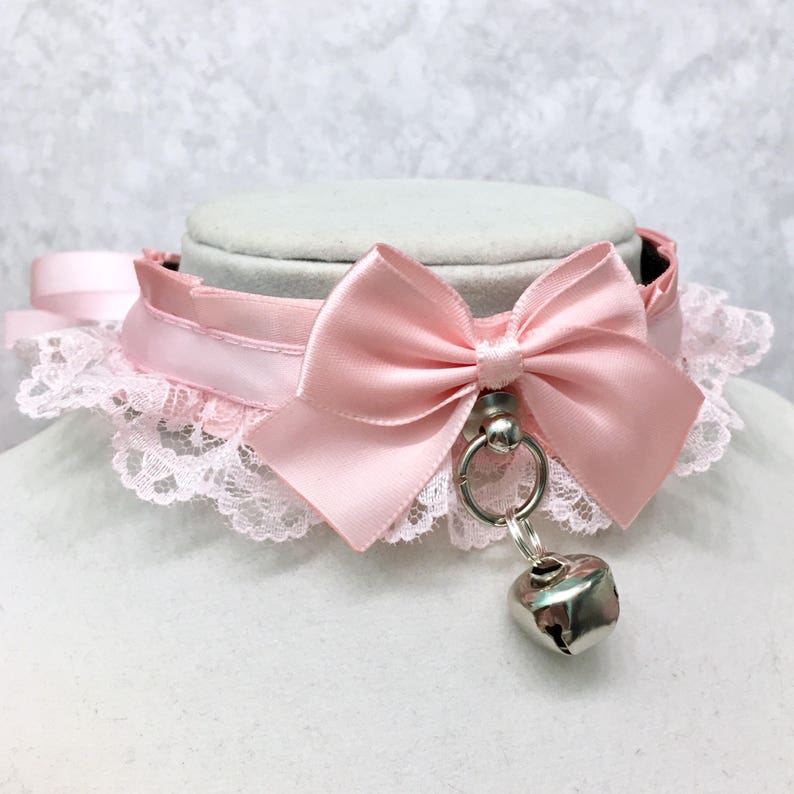 Pastel Pink Kittenplay Collar, BDSM Collar, DDLG Petplay Collar, Submissive Collar, Cosplay Choker, Pastel Pink Lolita Choker image 2