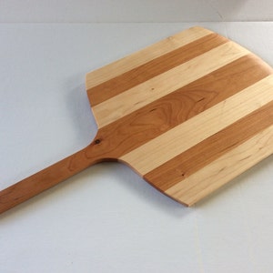 Handmade Maple and Cherry striped wooden pizza peel, pizza paddle, board image 4