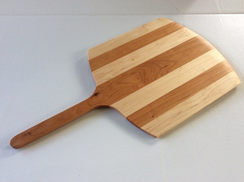 Handmade Maple and Cherry striped wooden pizza peel, pizza paddle, board image 4