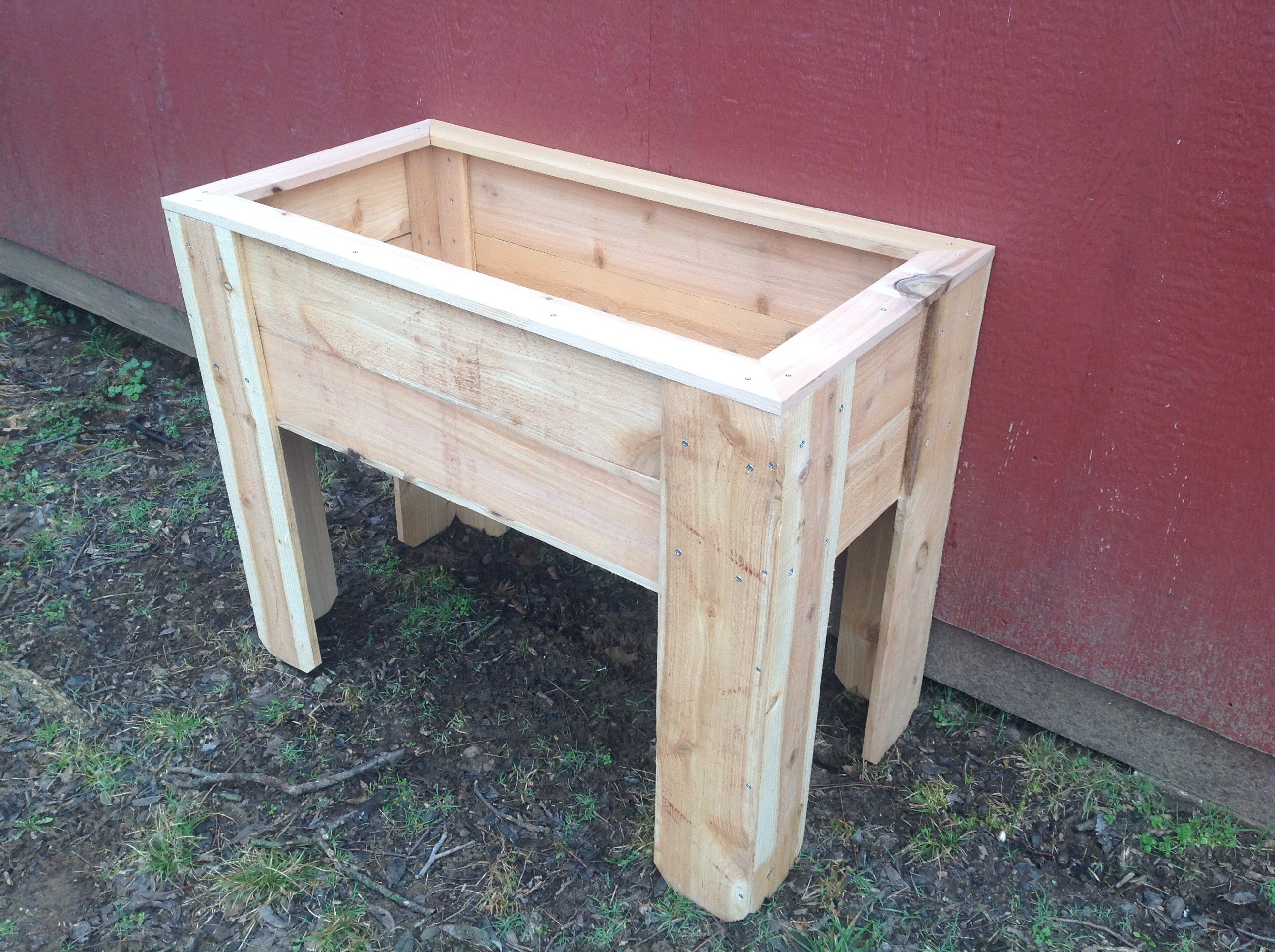 Cedar Wood Rectangular Standing Planter Box 30 High | Etsy