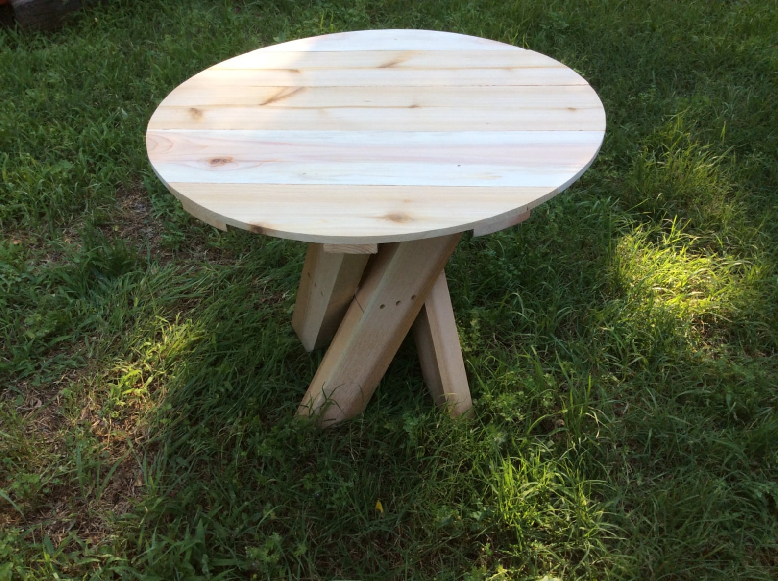 Outdoor Circular Side Table Cedar Twisted Legs Circular Etsy