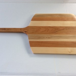 Handmade Maple and Cherry striped wooden pizza peel, pizza paddle, board image 3