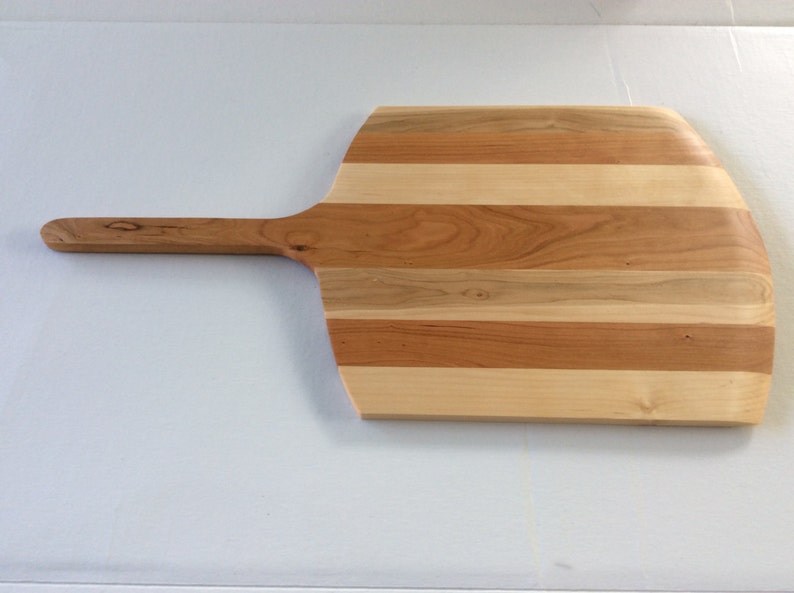 Handmade Maple and Cherry striped wooden pizza peel, pizza paddle, board image 3