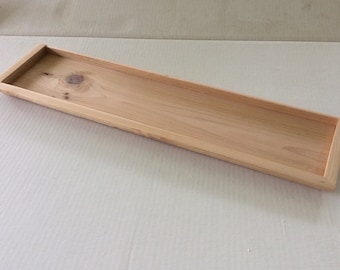 Rectangular cedar water reservoir tray, natural, ready to use, assorted sizes, decorative edge, waterproof, wood tray, 24"