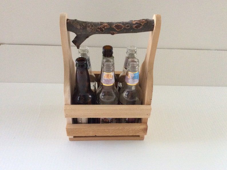 Cedar Wood Drink Caddy Rustic Handle Beer Caddy Soda Etsy