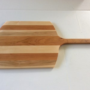 Handmade Maple and Cherry striped wooden pizza peel, pizza paddle, board image 5