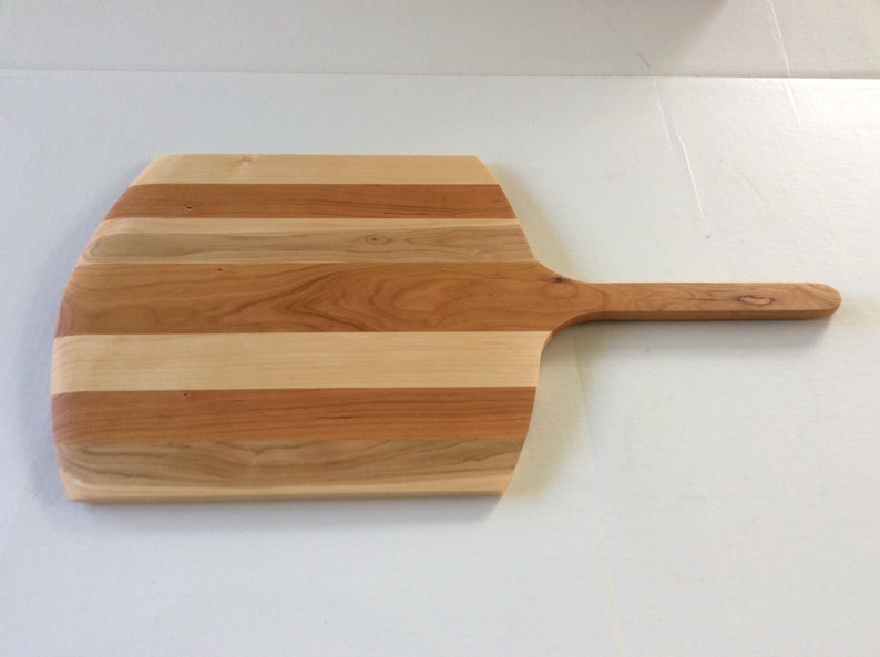 Handmade Maple and Cherry striped wooden pizza peel, pizza paddle, board image 5