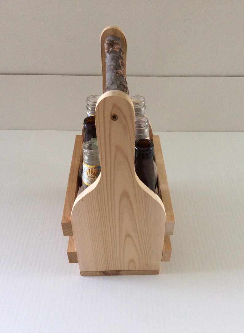 Cedar Wood Drink Caddy Rustic Handle Beer Caddy Soda Etsy