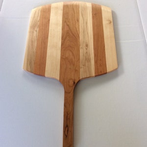 Handmade Maple and Cherry striped wooden pizza peel, pizza paddle, board image 2