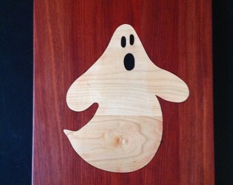 Ghost, maple and ebony inlay, on padauk cutting board, decorative tray, double sided